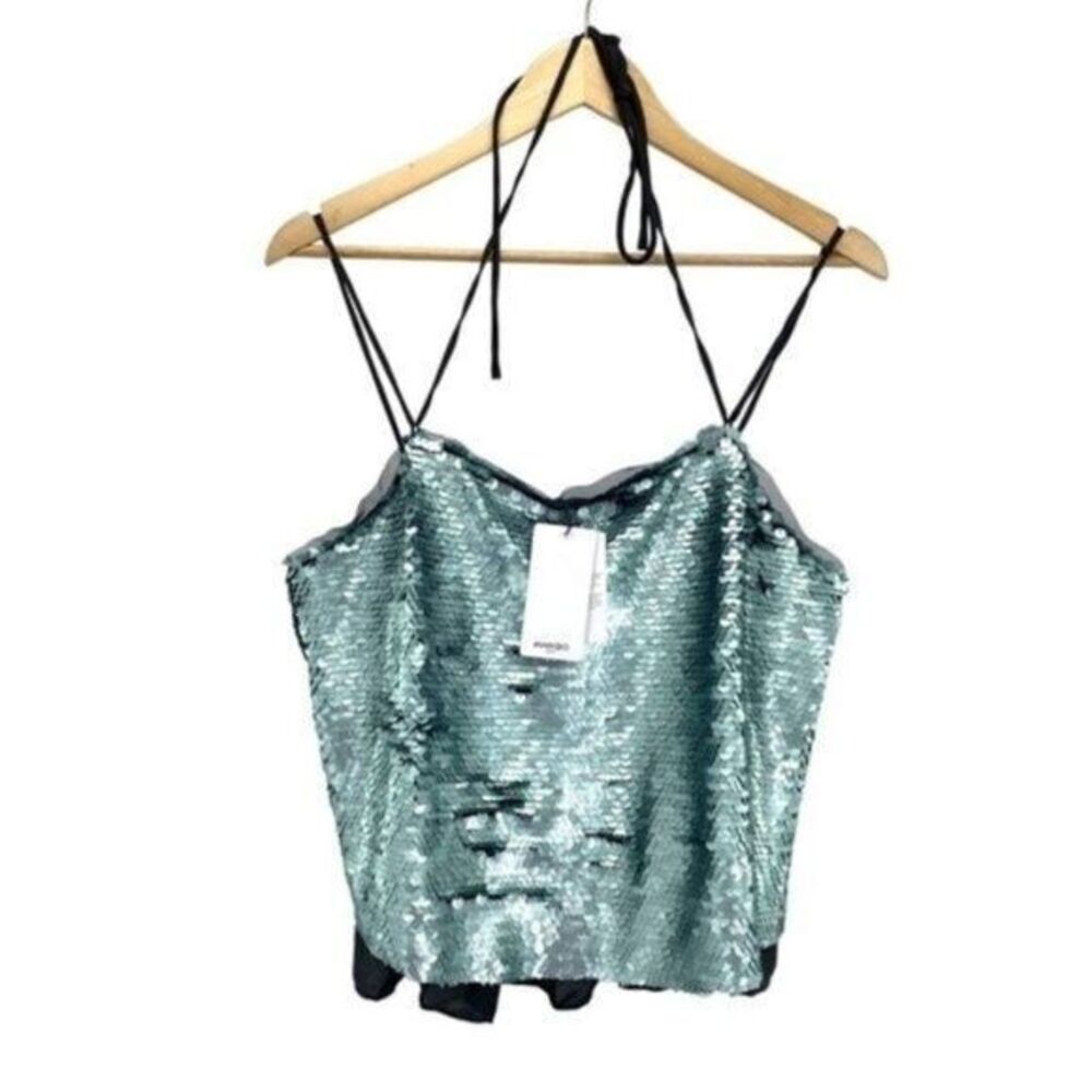 Mango Womens Mermaid Sequined Pailette Halter Tank Top New